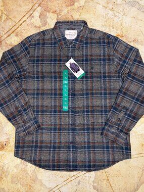 Weatherproof Vintage Brushed Plaid Flannel Shirt - Men's XL - Grey, Blue & Rust